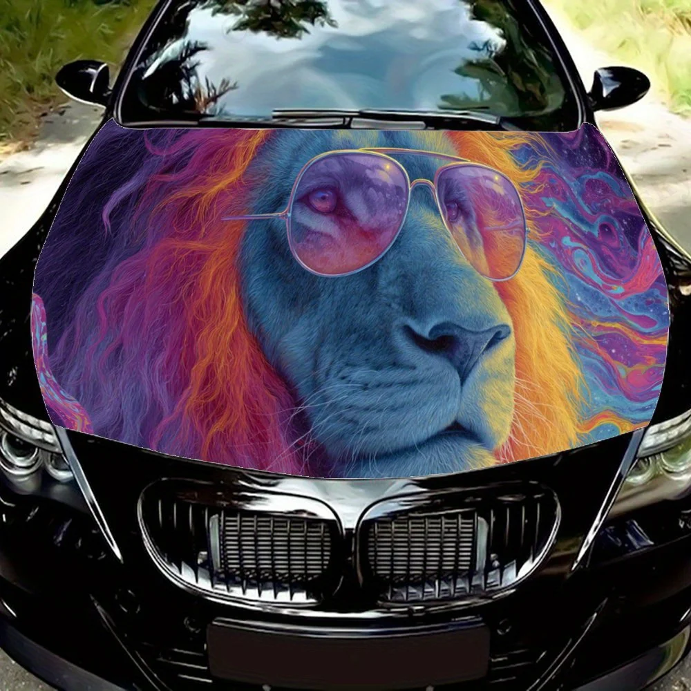 

Neon Lion Vibe,Car Hood Decal, Self-Adhesive Waterproof PVC Car hood Sticker,Car Decoration Scratch Resistant Sticker Protection