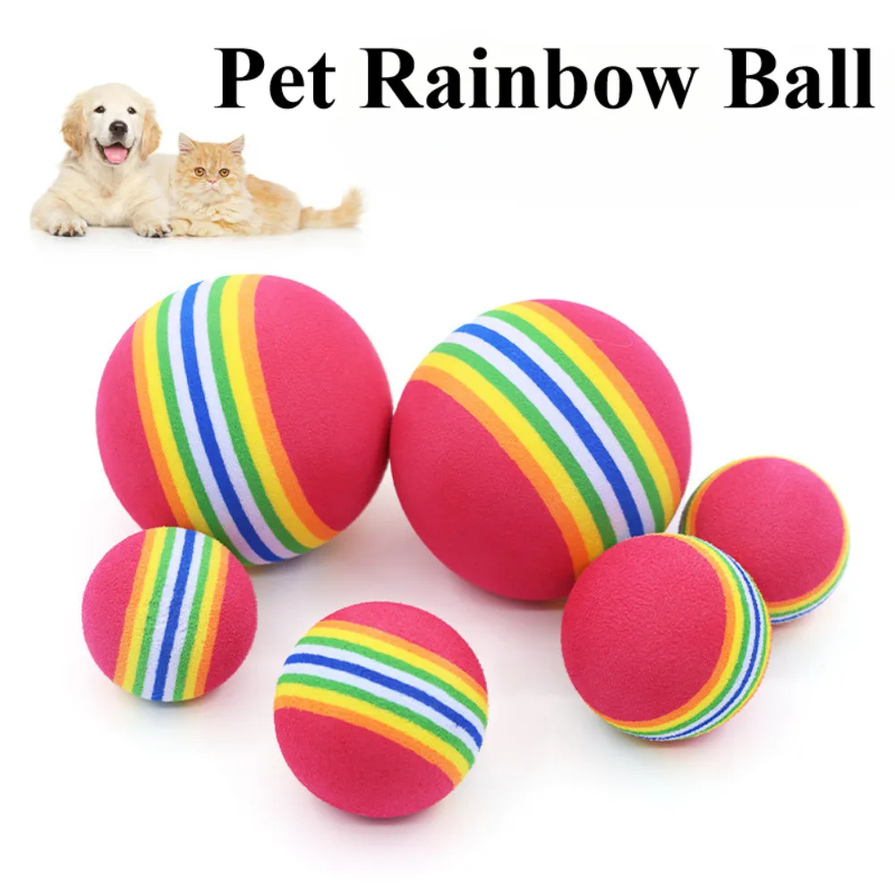 Pet Rainbow Ball Colorful Balls Cat Toy Balls EVA Foam Cotton Balls Pet Toy Balls Small Dog Supplies