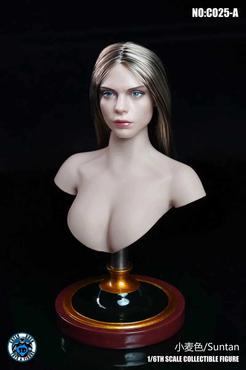 SUPER DUCK C025 1/6 Female Bust Stand Head Sculpt Bracket Holder Necklace Bracket Jewelry Display Holder Fit 1:6 Head Carved