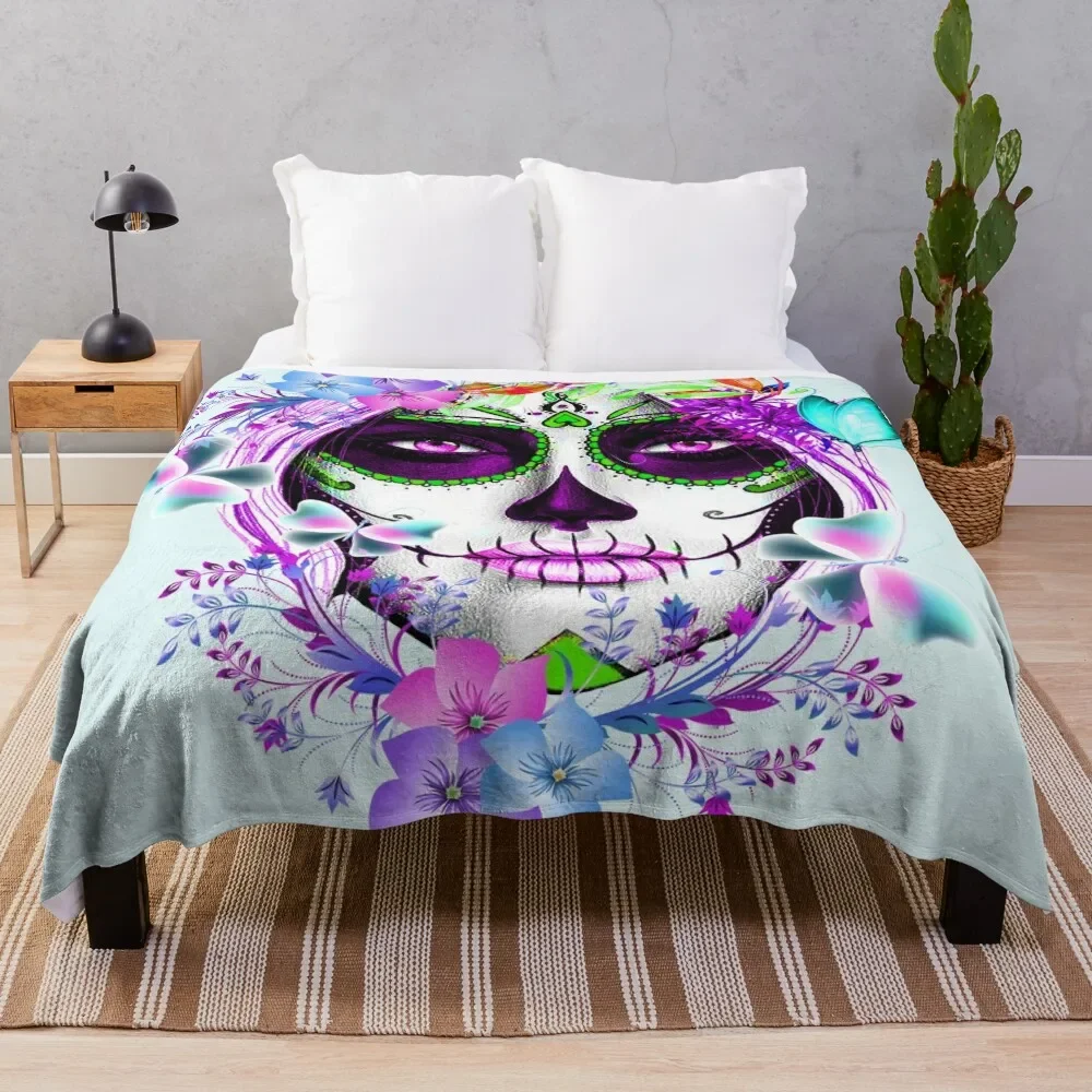 

Catrina, Mexican Sugar Skull Girl Throw Blanket Summer For Decorative Sofa Blankets