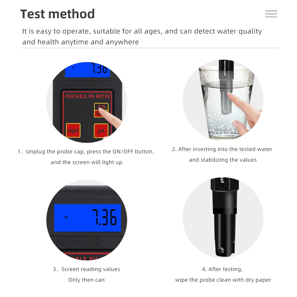 3 em 1 testador de qualidade da água PH-8424 ph/orp/temperatura medidor precisão portátil eletrodos ph & orp monitor água sonda temperatura