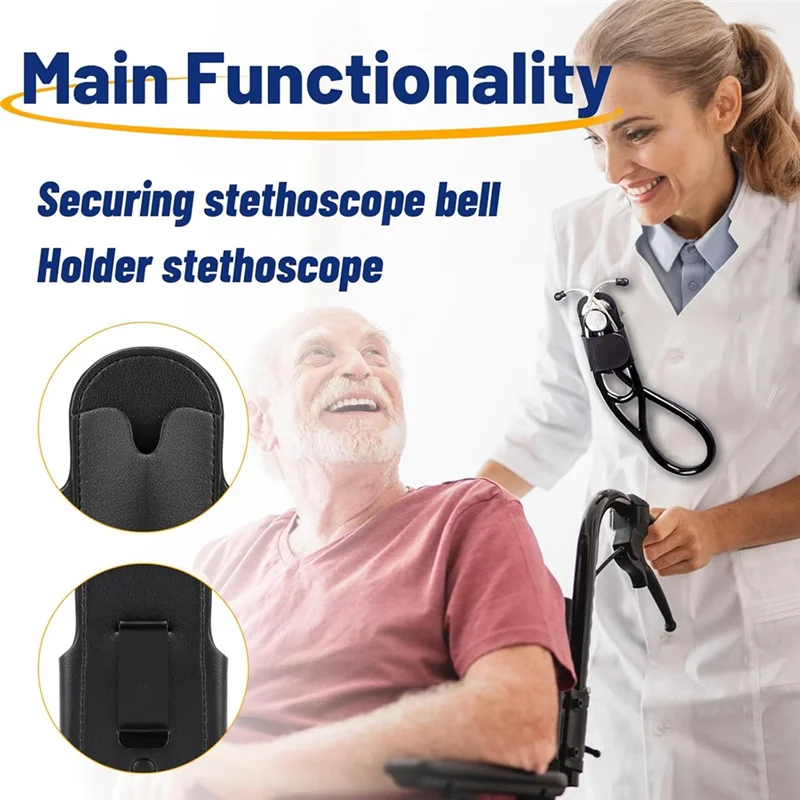 ABRS-PU Leather Stethoscope Holder Hip Clip For Littmann And Most Stethoscopes,Stethoscope Holster Clips Holder Fit For Nurse