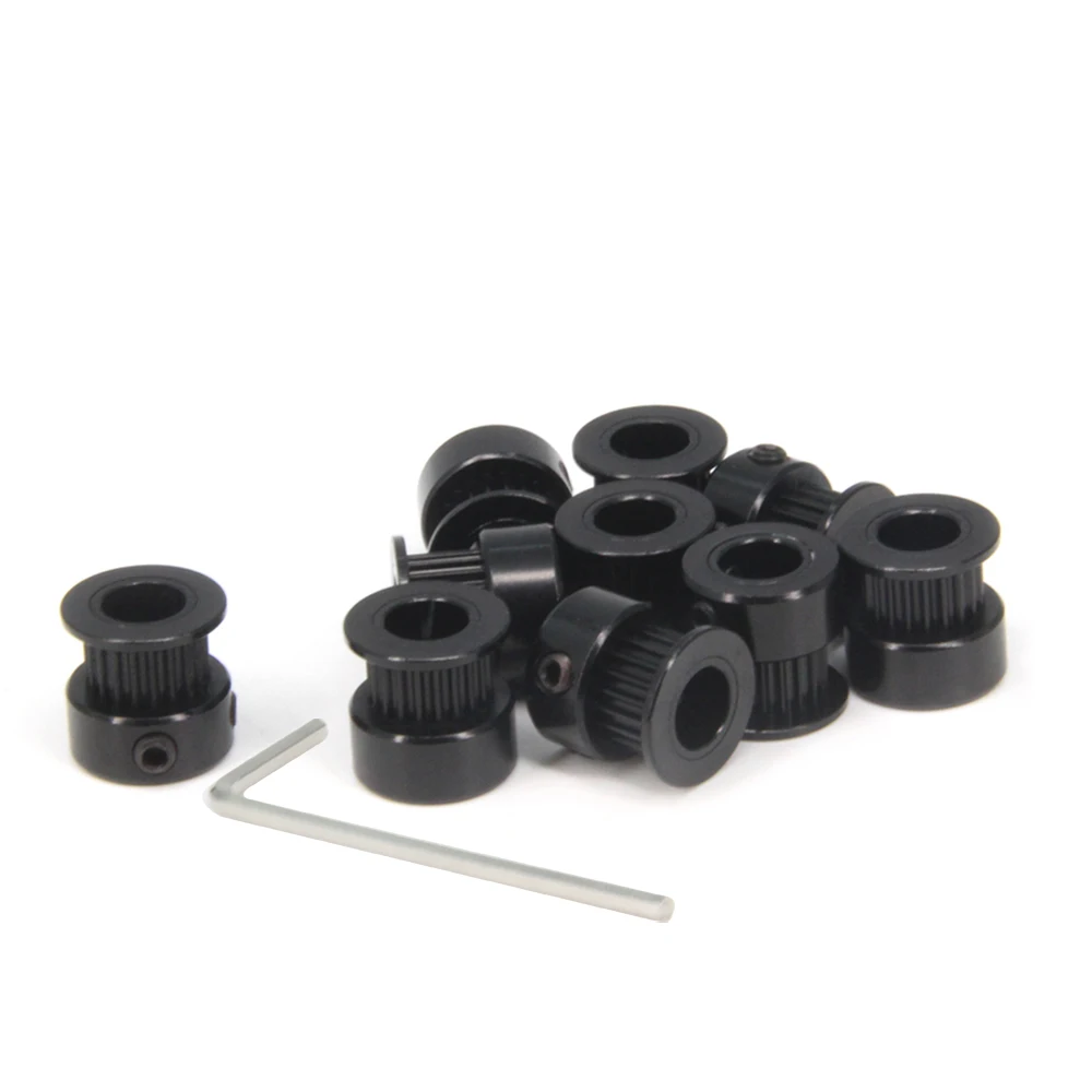 

10PCS/Set GT2 Pulley Wheel 20 Teeth 8mm Bore Black Aluminum Timing Belt Idler Pulley for 3D Printer 6mm Width Timing Belt