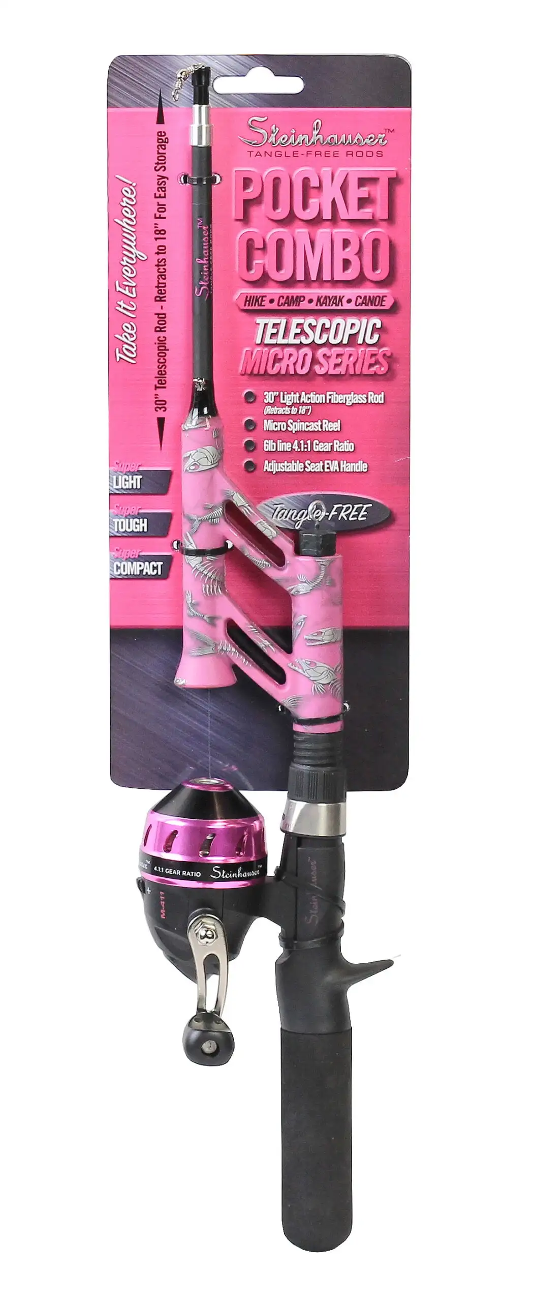 

Profishiency Pink Telescopic Pocket Spincast Combo