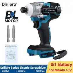 Drillpro 1/4inch Brushless Electric Screwdriver Wireless Cordless 520N.M Electric Drill Power Tool For Makita 18v Battery