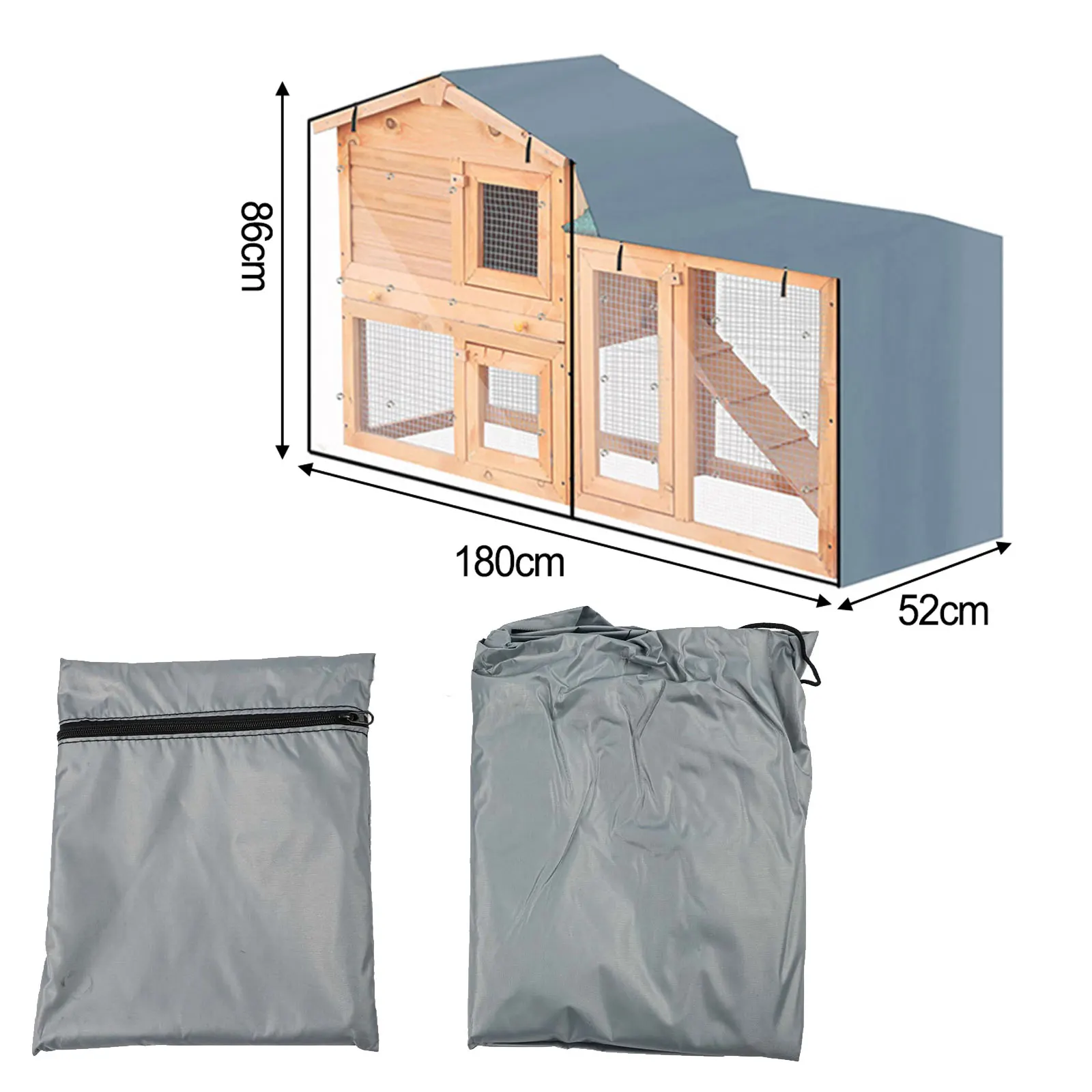 Weatherproof Triangle Rabbit Hutch Cover for Indoor and Outdoor Use 210D Oxford Fabric With Adjustable String Hem