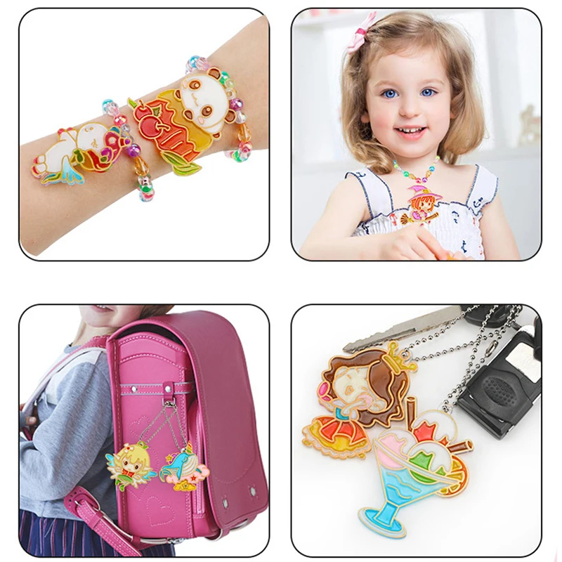 Children DIY Handmade Crystal Glue Painting Air-Dried Toy Set Girl Graffiti Coloring Gift No-bake Educational Art Kits Bracelet