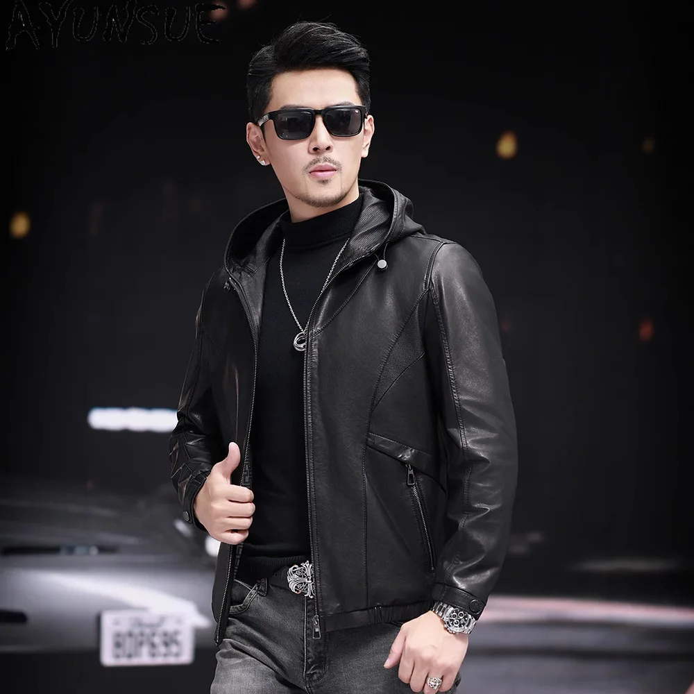 

AYUNSUE мужская куртка из натуральной кожи, весна-осень 2022, мужская одежда, толстовка из овчины, повседневное пальто растительного дубления Jaqueta De Couro