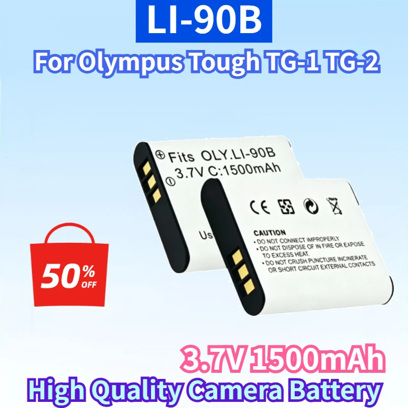 

LI-90B 3.7V 1500mAh Rechargeable Battery for Olympus Tough TG-1 TG-2 TG-3 TG-6 TG-4 TG-5 SH-1 SH-50 High Quality Camera Battery