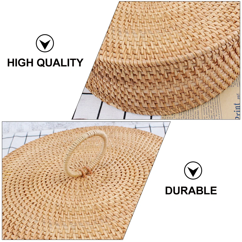 

Hand-woven Basket Snacks Box Candy Storage Cover Platter Reusable Vintage Home Decor Fine Workmanship Smooth