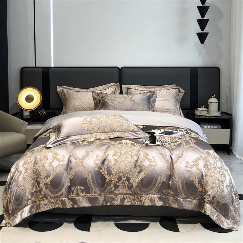 

Italy 140 high-precision satin hollowed-out four-piece high-end European cotton jacquard quilt bedding