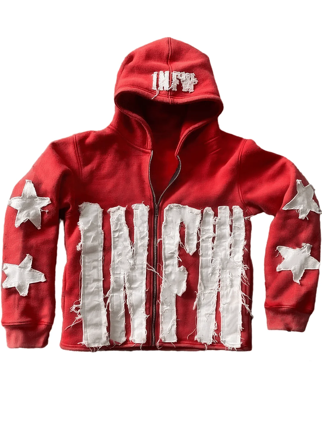 Y2K Sudadera con capucha y cremallera para mujer con estampado de letras y estampado de estrellas INFW