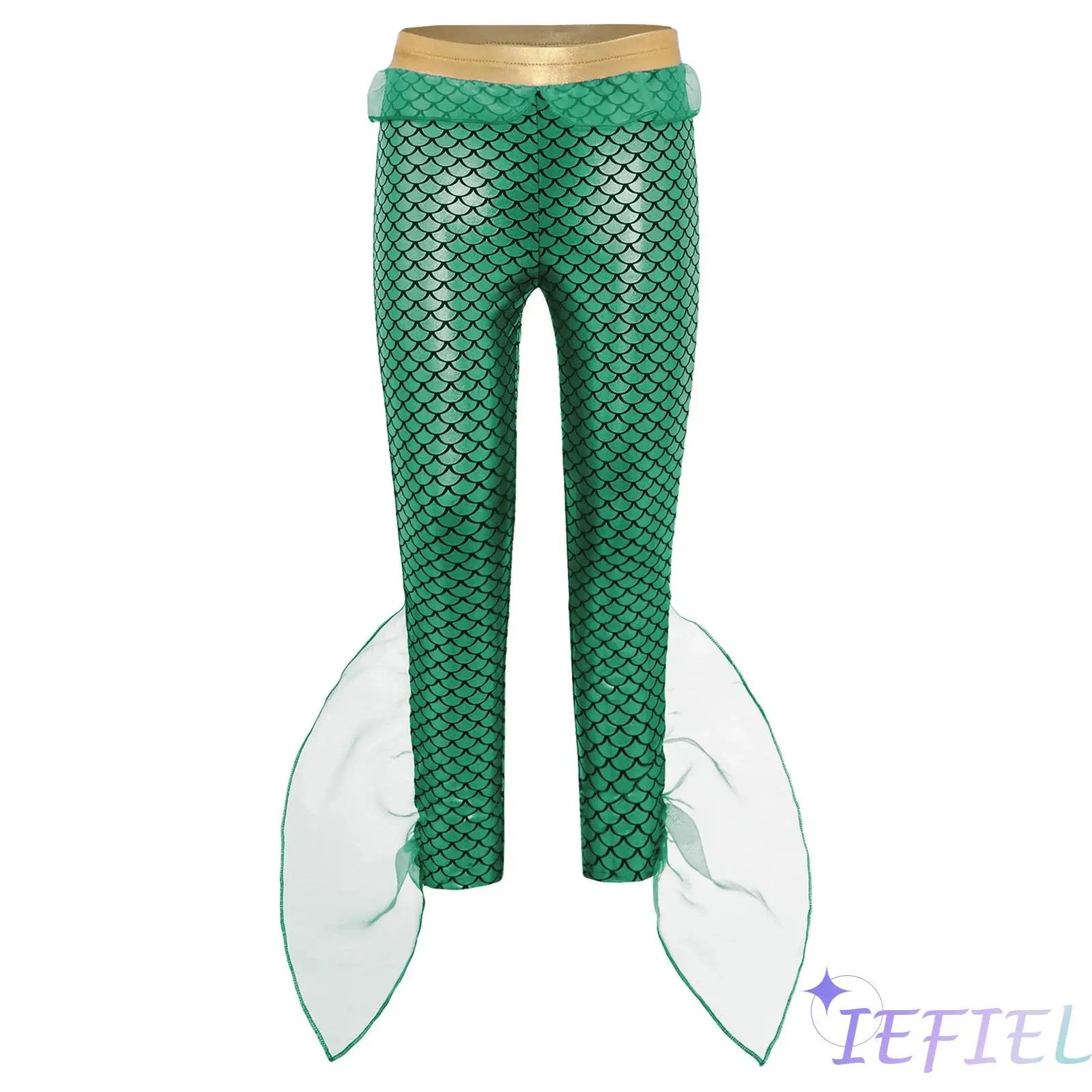 

Girls Boys Mermaid Pants King of the Seas Costume Fish Scales Print Ruffle Swim Pants Beachwear Halloween Rave Cosplay Costume