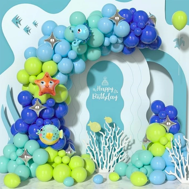 143-teiliges Set mit Ballonkranz und Bogen im Ozean-Stil, für Hochzeiten, Geburtstagsfeiern, Strandpartys, Jubiläumsdekorationen