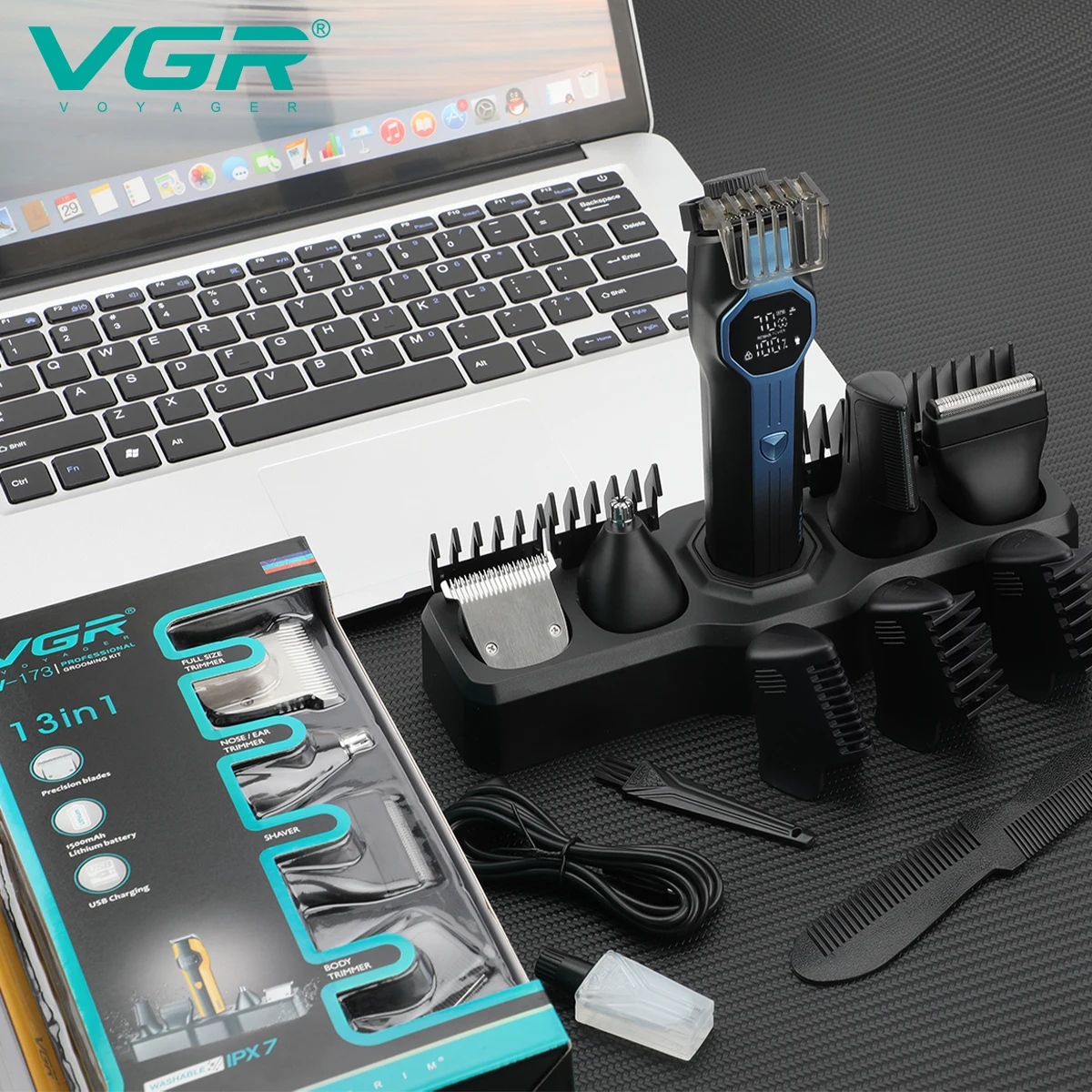 VGR 13 في 1 ماكينة تشذيب الشعر ماكينة حلاقة احترافية متعددة الوظائف ماكينة تشذيب شعر احترافية للرجال V-173