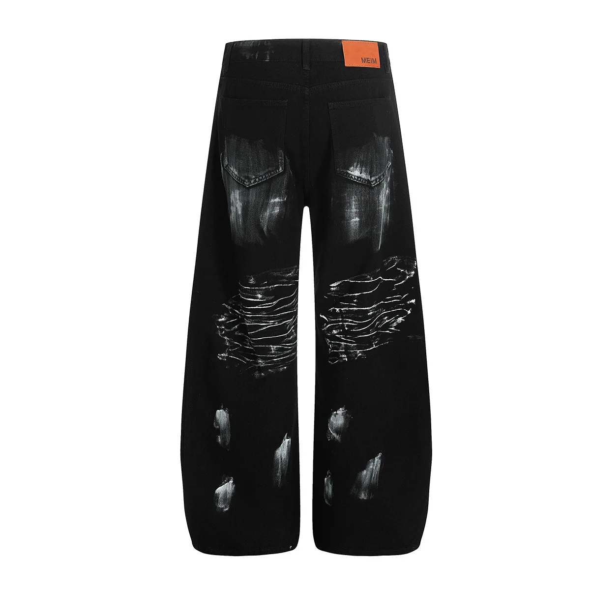 بنطال جينز هيب هوب كبير الحجم للرجال من High Street مع حجر الراين فضفاض مناسب بنمط RO Vibe مطبوع من قماش الدنيم بنطال جينز واسع الساق