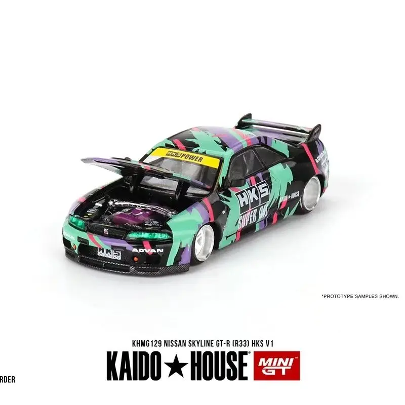 TSM MINI GT Kaido House 1:64 Nissan Skyline Gt-R (R33) Hks Modello di auto in lega Collezione di giocattoli Ornamenti Regalo di Natale