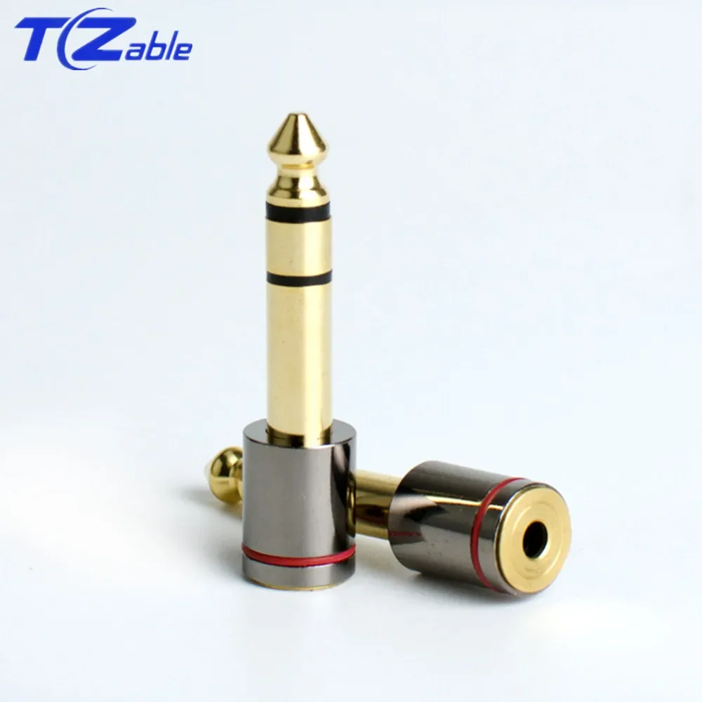 Hifi 6.35 Headphones Jack 6.5mm Male To 3.5mm Female Audio Adapter Gold Plated  Stereo Microphone Earphone Audio Connector