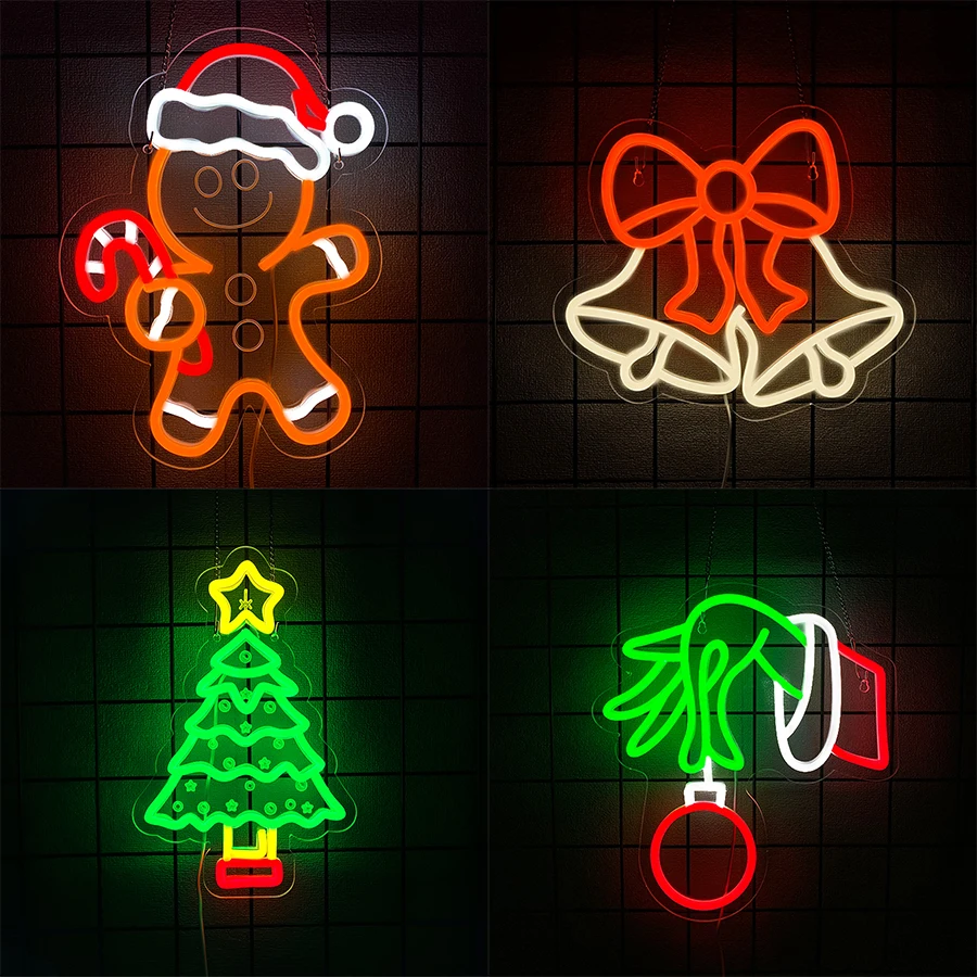 

Рождественский подарок Светодиодная неоновая вывеска, 3D-резной значок, используется для гостиной, зимней семейной вечеринки, декор магазина, подарки для мальчиков и девочек.
