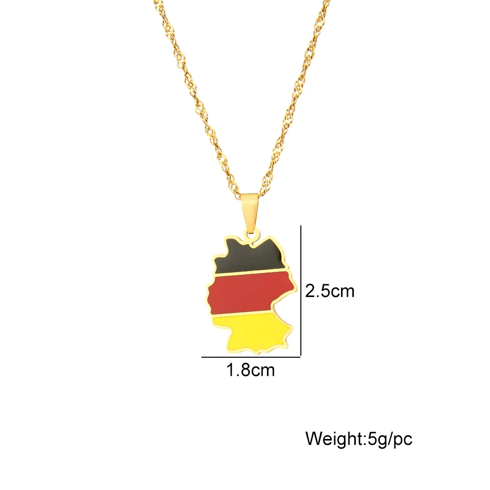 Mode Deutschland Karte Flagge Anhänger Halskette Edelstahl Männer Frauen Deutschland Karten Schmuck Geschenk – Detail 1
