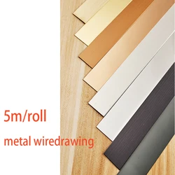 5M/Roll Stainless Steel Flat Decorative Lines Wall Sticker Silver Titanium Gold Background Wall Ceiling Edge Strip Self-adhesive