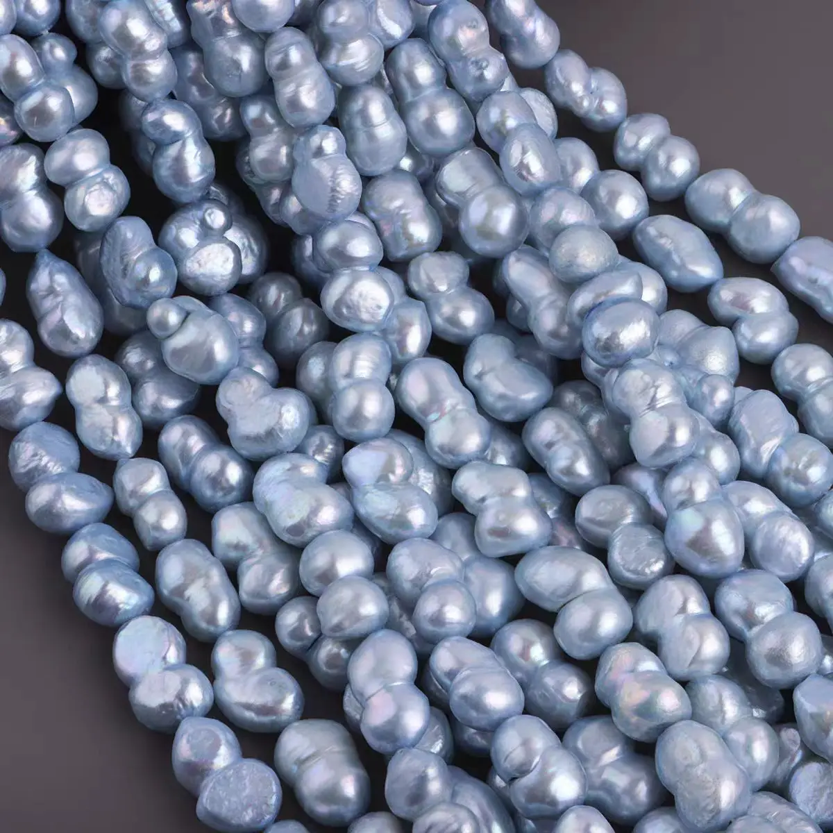1piece Freshwater Pearl 7-11mm white Blue Grey 36cm FPPJ wholesale  nature  gourd shaped beads for DIY jewelry gourd shaped