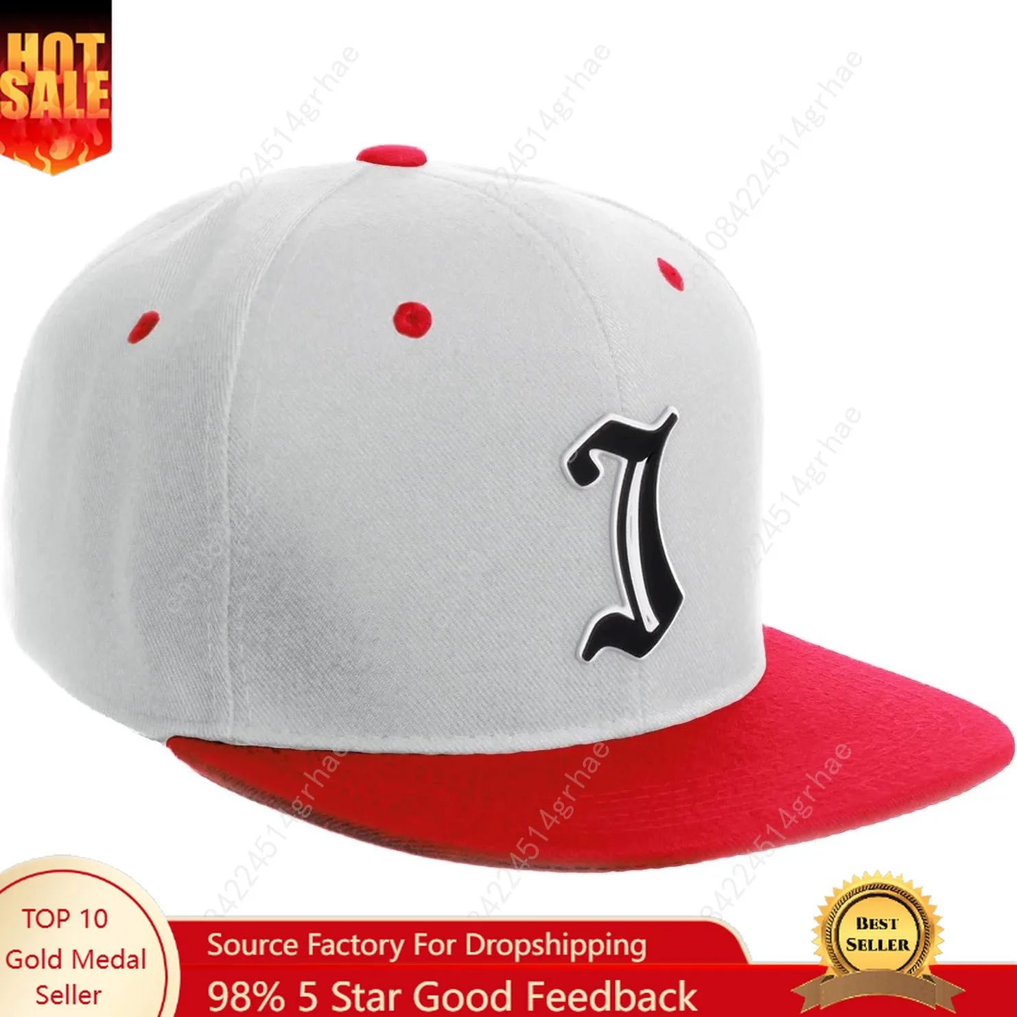 

Daxton Classic Snapback Old English Alphabet A to Z Numbers Initials Flat Bill Visor Cap