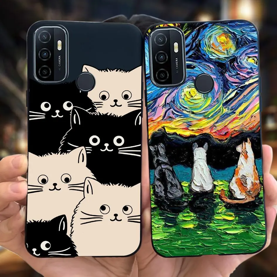 For OPPO A53s Case CPH2139 CPH2135 A53 2020 Phone Case Cute Cat Cartoon Slim Soft Cover For OPPO A11s A53s 4G A32 2020 A 53 Capa