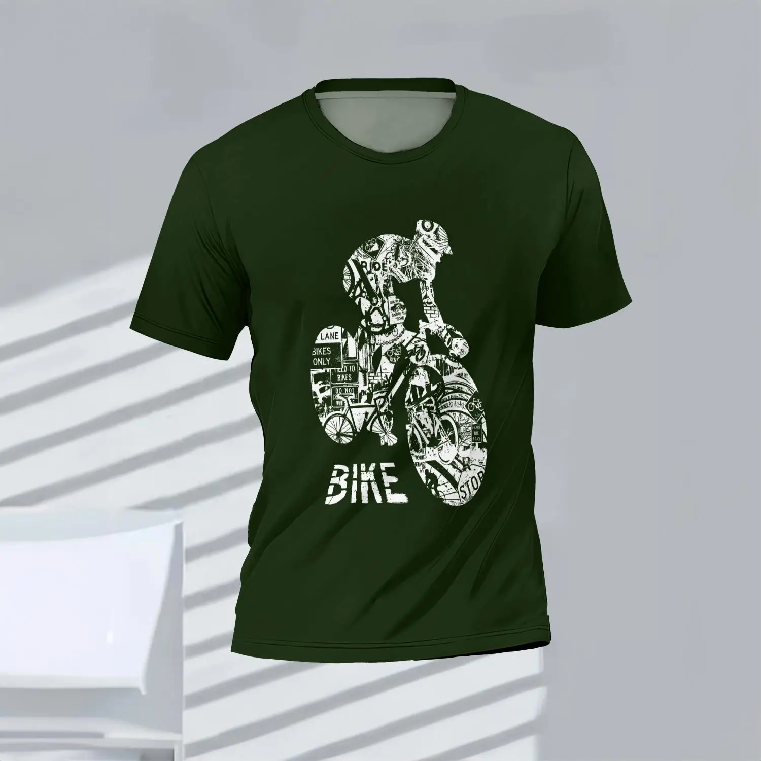

Fashion Summer Sport Quick Dry Men's T-shirt Bicycle Pattern Top Short Sleeve Bicycle Enthusiast Crew Neck Pullover Men Clothing