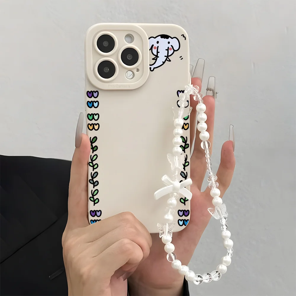 Wrist Strap Elephant Flower Phone Cases For Samsung Galaxy S26 S25 S24 S23 Ultra S22 Plus A56 A54 A53 A16 A36 A55 Lanyard Cover