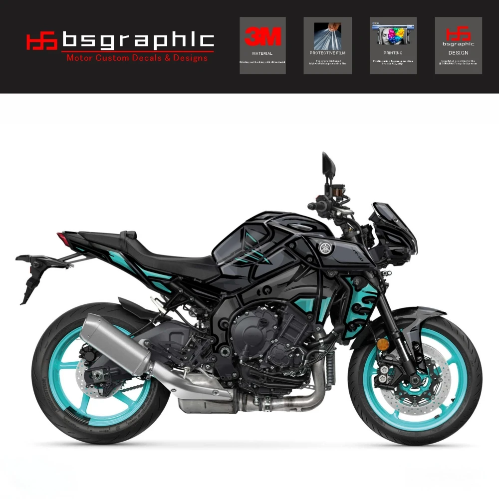 

For Yamaha Mt-10 MT10 2022 23 24 25 26 Motorcycle Body Fairing Protective Sticker Decal Street Bike Poska Fluo Graphic Turquoise