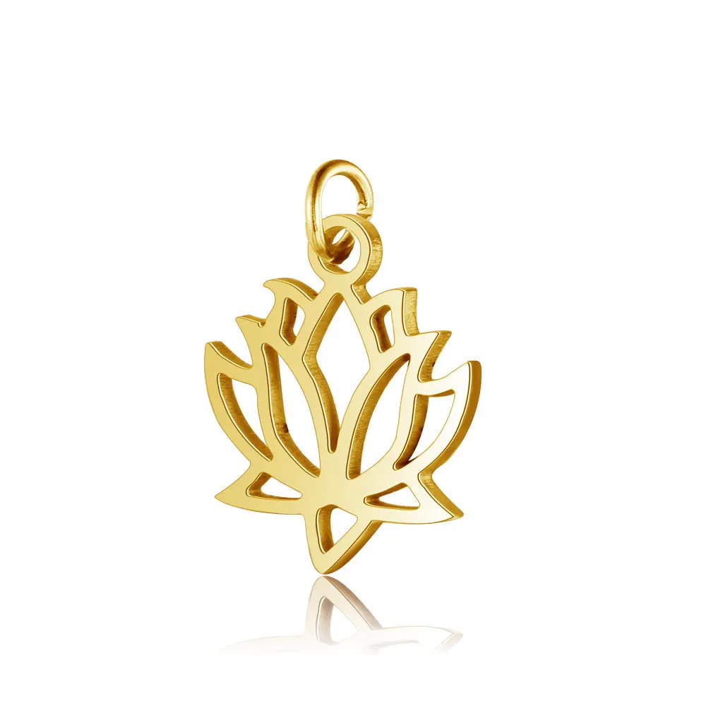 WT-SSP057 Titanium Steel Lotus Pendant Fully Polished Laser-cut Stainless Steel Jewelry DIY Gold-plated Lotus Pendant