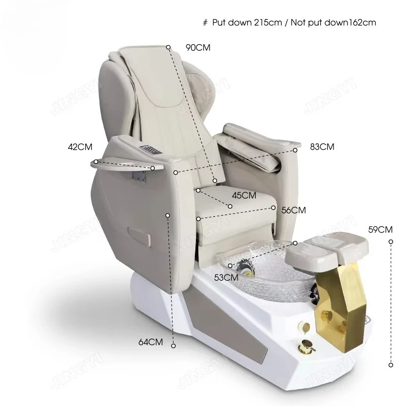 

Salon High-end Reclining Foot Spa Pedicure Chair Luxury Stainless Steel Nail Pedicure Chair with Massage