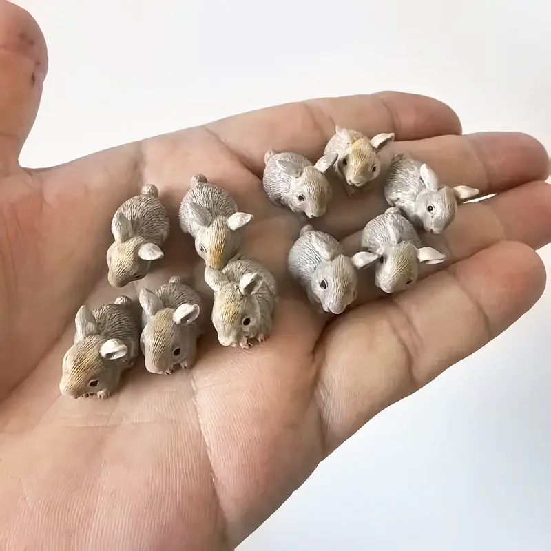 

10 шт. миниатюры кролика из смолы, милые крошечные фигурки животных для микропейзажей, садовых бонсай, украшение для сцены «сделай сам»
