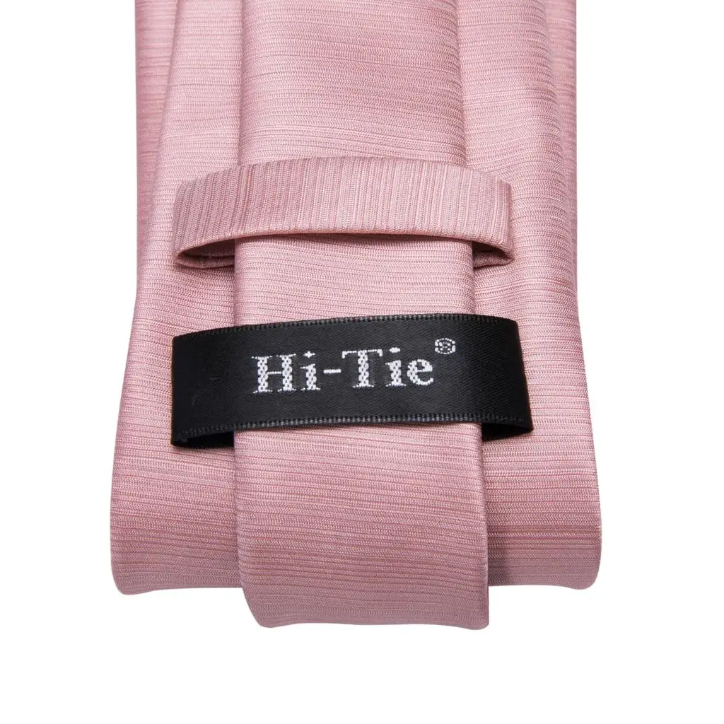 Hi-Tie Designer cravatta da sposa in seta solida rosa oro rosa per uomo Handky gemello cravatta da uomo moda Business Party dropshipping