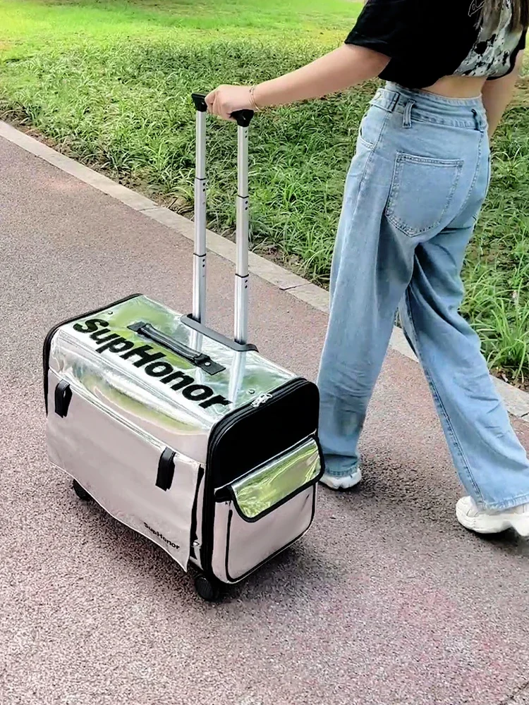 Pet trolley case cat bag portable going out  dog luggage aviation large capacity cart anti-stress