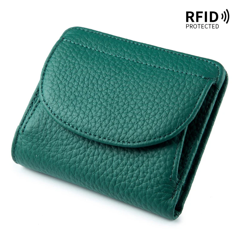Western Multifunctional RFID Cowhide Leather Women Wallet Large Capacity Card Holder Purse for Ladies