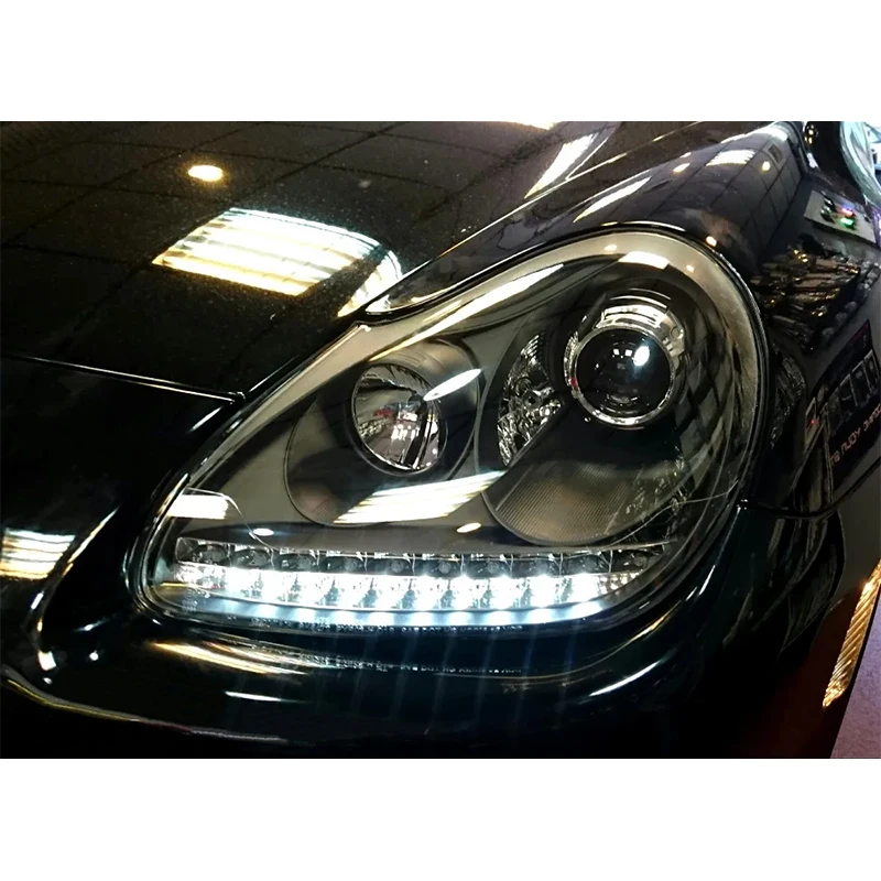 Neue weiße LED-Scheinwerfer für Porsche Cayenne 2003–2007, Frontstoßstangenposition, Halogenlampentyp