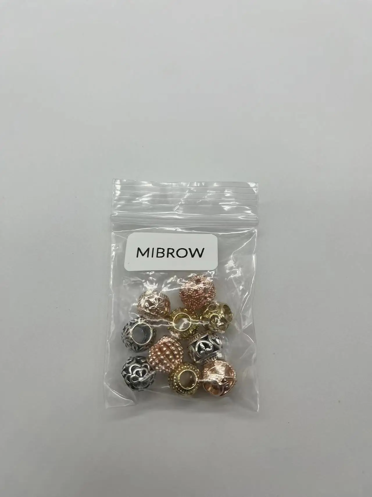 Mibrow 10pcs Rose Gold Color Round European 5mm Big Hole Charm Beads Spacer Charm Bead for DIY Bracelet Jewelry Making Findings