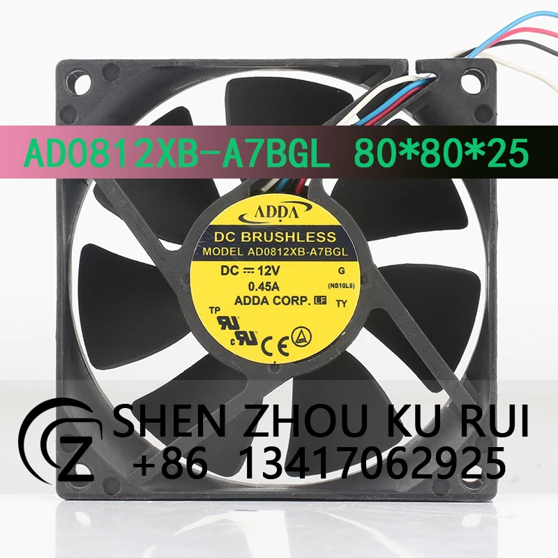 

ADDA 12V 0.65A 8025 80X80X25MM 8CM double ball bearing temperature speed control AD0812VB-A72GP cooling fan