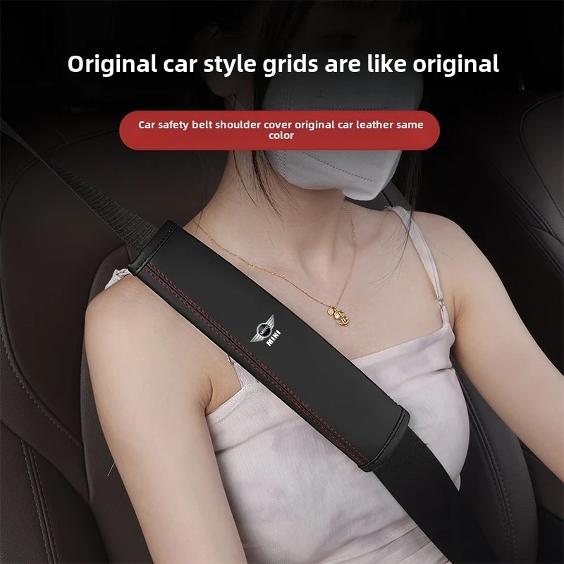 

Car Leather Safety Belt Shoulder Covers For BMW Mini Cooper R56 R50 R53 F56 R60 2011 2012 2013 2018 2019 R57 R58 Accessories