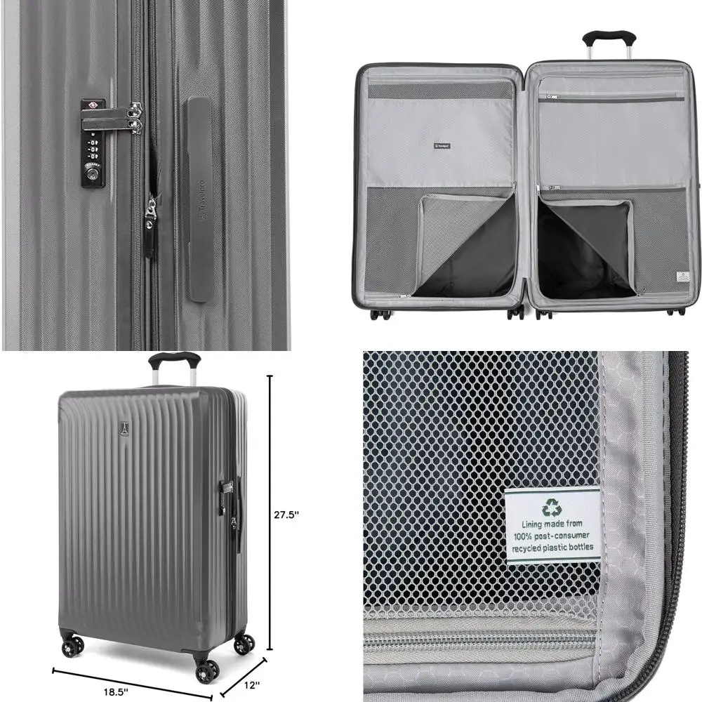 

Lightweight Expandable Hard Shell Polycarbonate Suitcase with 8 Spinner Wheels, Shadow Grey, 28-Inch Large Checked Luggage