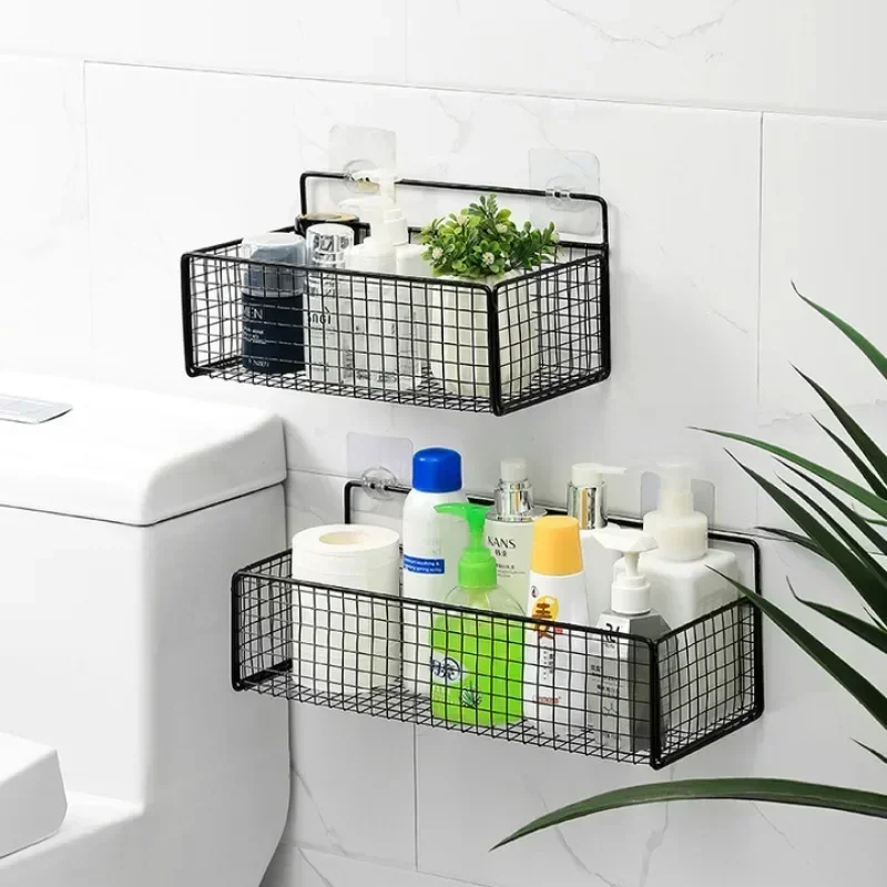 Bilayer Bathroom Grid Shelf Suspension Type Bathroom Organizer Shampoo Shower Gel Kitchen Makeup Storage Bathroom Accessories