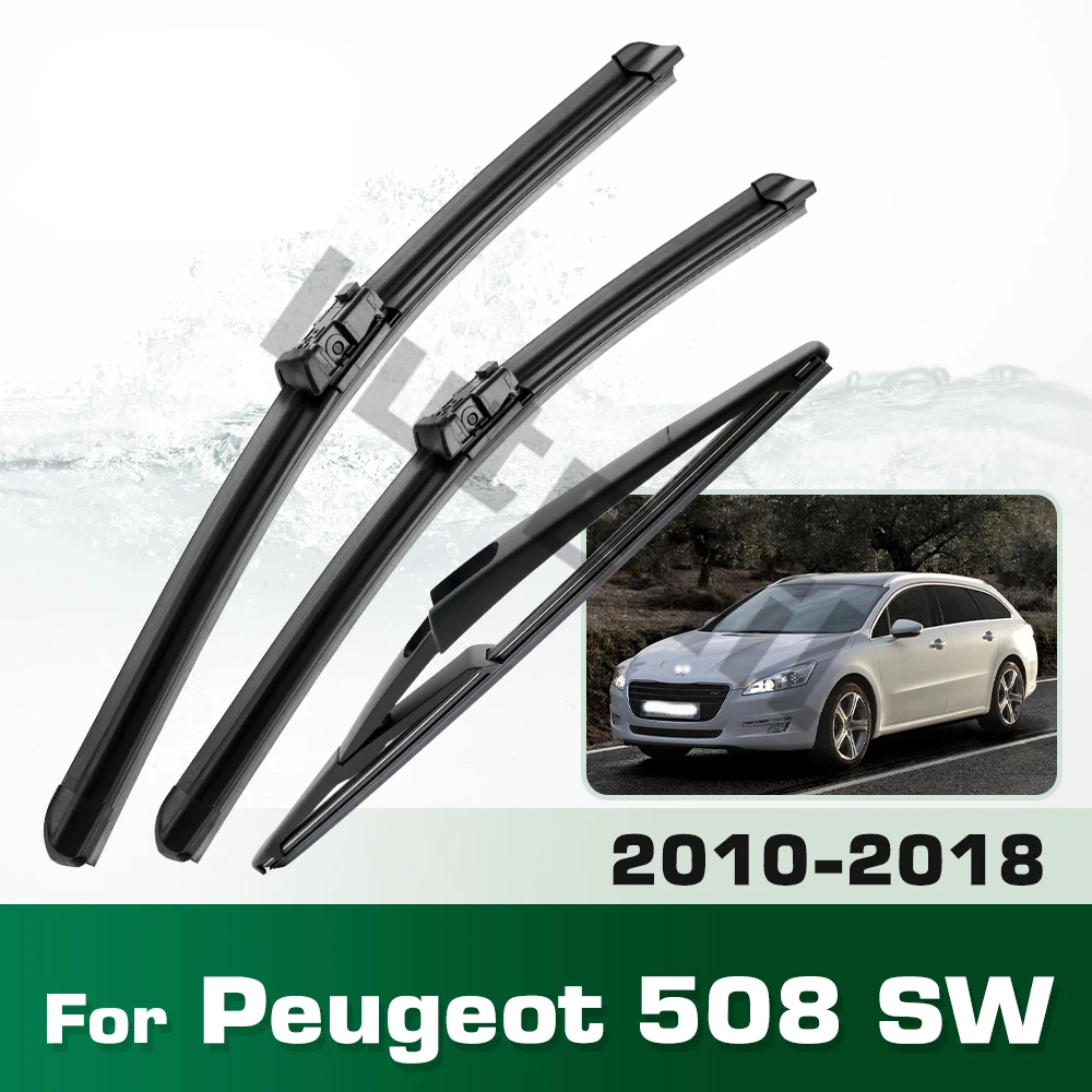 Scheibenwischer vorne und hinten, Set für Peugeot 508 SW MK1 2010–2018, Windschutzscheibe, Windschutzscheibe, Fensterbürsten, 26 Zoll + 26 Zoll + 12 Zoll