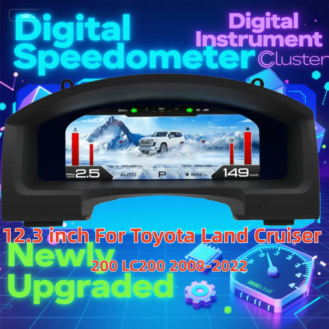 

12,3-дюймовый цифровой экран приборной панели для Toyota Land Cruiser 200 LC200 2008-2022, приборы, спидометр, LCD-дисплей