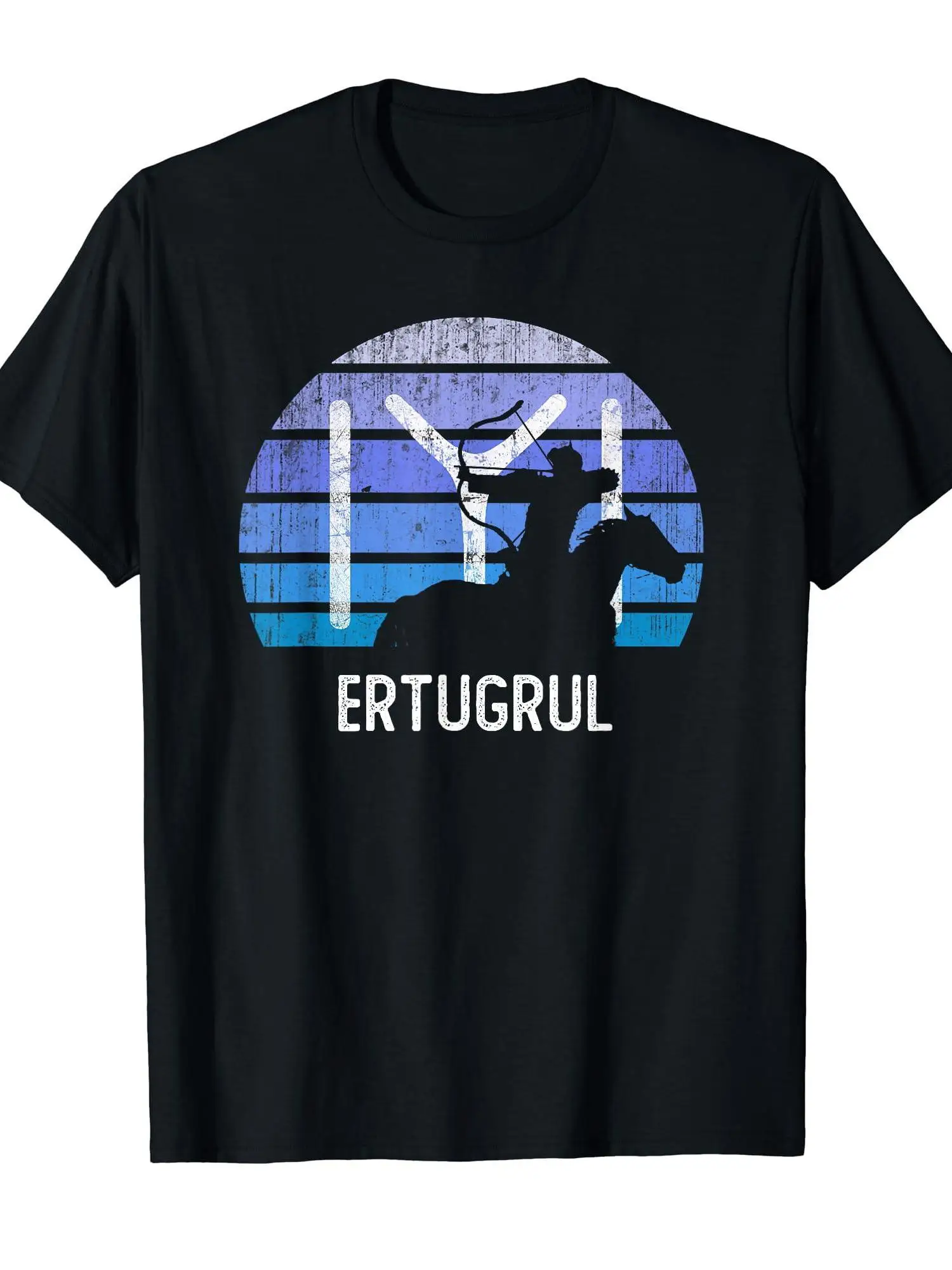 Vintage Ertugrul Horse Archer Kayi Flag Symbol Horseman T-shirt | Casual Short-sleeved Crew Neck,Lightweight Fabric