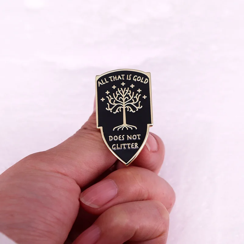 1 pièce Épinglette en émail Arbre Blanc de Gondor du Seigneur des Anneaux, Broche fantaisie Tolkien, Bijou littéraire épique, Cadeau