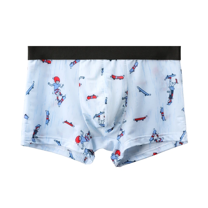 الرجال الملابس الداخلية الملاكم السراويل الحرير الجليد رقيقة جدا الصيف تنفس شخصية الاتجاه ساو الملاكمين الصيف