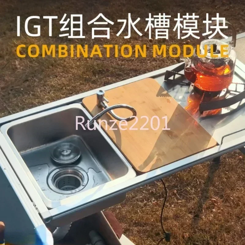 

Outdoor IGT Camping Table Kitchen Zebra One Unit Sink Module Combination of Faucet Washing Basin Pool Snow Peak