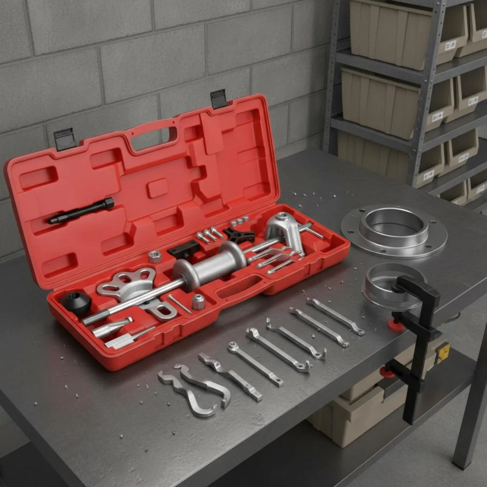 

Wheel Hub Puller Set Interchangeable Attachments Hub Bearing Remover Kit Axle Bearing Puller Professional Rear Axle Remover